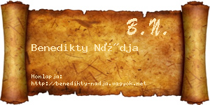 Benedikty Nádja névjegykártya